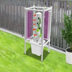 Kit Til Plante- & Urtedyrkning^Hydroponisk tårnhave - Indendørs dyrkningssystem - 6 niveauer - 30 plantehuller - 4 LED vækstlys - Selvvandende - Smart - Hvid