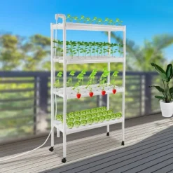 Online Hydroponisk vækststand, 108 plantepladser, 4 niveauer, maksimal belastning 15 kg, gulvmonteret design Plantestativer