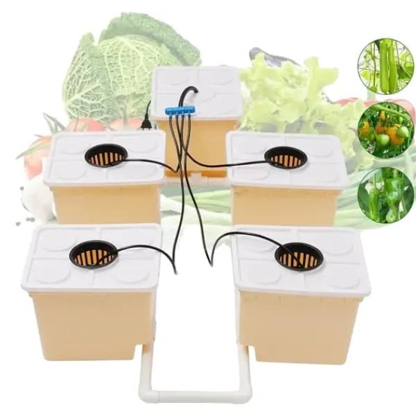 Hot Hydroponisk Vækstsysteem, Fem-tray opsætning, 4W Nedsænkelig Pumpe, DWC System, Flow Rate 79,25 Galloner/Time, Højkvalitets PP Plast Kit Til Plante- & Urtedyrkning