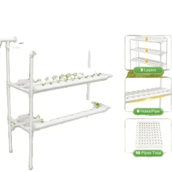 Kit Til Plante- & Urtedyrkning^Hydroponisk vækstsysten, 90 plantepladser, holdbar PVC-konstruktion, indendørs/udendørs brug