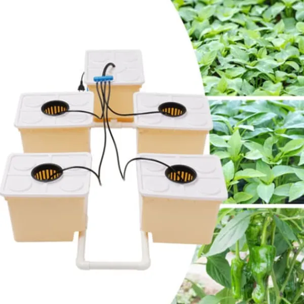 Kit Til Plante- & Urtedyrkning^Hydroponisk vækstsysten, 4 plantebeholdere, effektiv DWC-system, højkapacitets vandpumpe