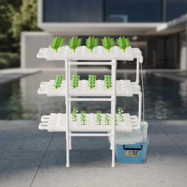 Kit Til Plante- & Urtedyrkning^Hydroponisk Vækstsysten, 3-Lags Design, 108 Plantepladser,HVID