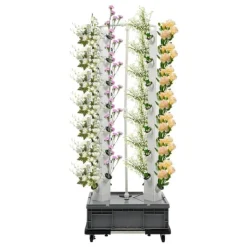 Plantestativer^Hydroponisk Væksttårn, 56 Huller, 220V, Dimensioner 62*42*164 cm, Ledningsbaseret Strømkilde, 4 Hjul