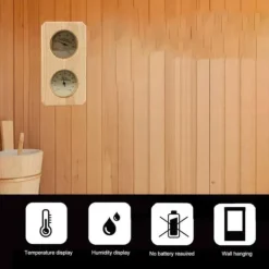 Sauna^Hygrometer termometer sauna to i en, indendørs fugtighed og temperaturmåling saunarum træ sauna hygrometer, egnet til hjemmesauna