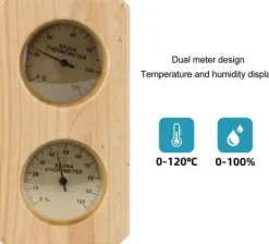 Sauna^Hygrometer termometer sauna to i en, indendørs fugtighed og temperaturmåling saunarum træ sauna hygrometer, egnet til hjemmesauna