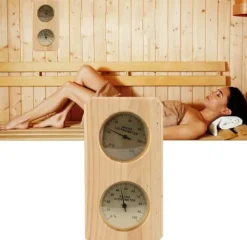 Sauna^Hygrometer termometer sauna to i en, indendørs fugtighed og temperaturmåling saunarum træ sauna hygrometer, egnet til hjemmesauna