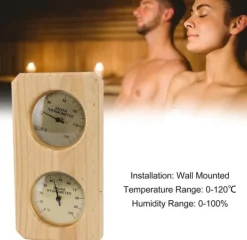 Sauna^Hygrometer termometer sauna to i en, indendørs fugtighed og temperaturmåling saunarum træ sauna hygrometer, egnet til hjemmesauna