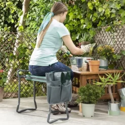 Støtte Med Hjul, Sæder & Knæbeskyttelse Til Havepleje^3-i-1 Folding Garden Seat med taske til Værktøj Situl InnovaGoods