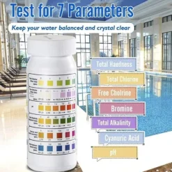 Hot 6-i-1 Pool & Spa Teststrimler, Vandtester 50-Pak - pH, Klor, Alkalinitet, Cyanursyre, Hårdhed Pool- & Spatilbehør