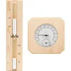 Hot 2-i-1 saunasæt med hygrometer og timeglas - Massivt fyrretræ | Farve: Naturlig | Størrelse: 15 min Sauna