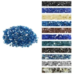 Tilbehør Til Brændeovne & Pejse^Ildglas 1/2-tommer, 10 LBS Pejsglassten, Til Bålplads, Pacific Blue Farve