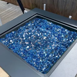 Tilbehør Til Brændeovne & Pejse^Ildglas 1/2-tommer, 10 LBS Pejsglassten, Til Bålplads, Pacific Blue Farve