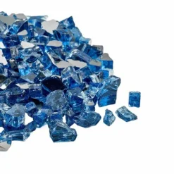 Tilbehør Til Brændeovne & Pejse^Ildglas 1/2-tommer, 10 LBS Pejsglassten, Til Bålplads, Pacific Blue Farve