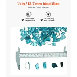 Sale Ildglas 1/2-tommer, 10 LBS pejsglassten til bålplads, Aqua Blå Farve Tilbehør Til Brændeovne & Pejse