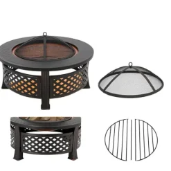Pejse^Ildskål, Diameter 81 cm, Varmeresistent op til 500 °C, Multifunktionelt design, Inkluderer gnistbeskytter, Holdbart jernmateriale