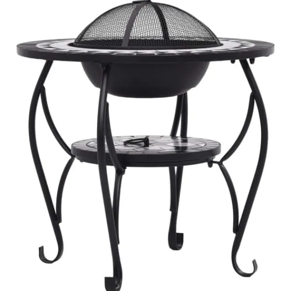 Pejse^Ildsteder - Living bålfad mosaik 68 cm keramik sort og hvid