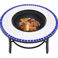Best Ildsteder - Living bålfad mosaik 68 cm keramik blå og hvid Pejse