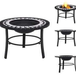 Sale Ildsteder - Living bålfad mosaik 68 cm keramik sort og hvid Pejse