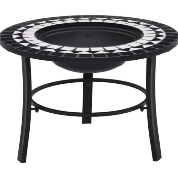 Sale Ildsteder - Living bålfad mosaik 68 cm keramik sort og hvid Pejse