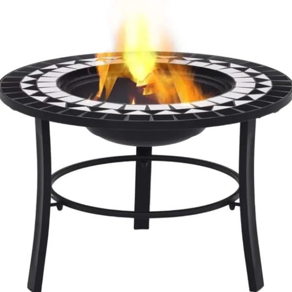 Sale Ildsteder - Living bålfad mosaik 68 cm keramik sort og hvid Pejse