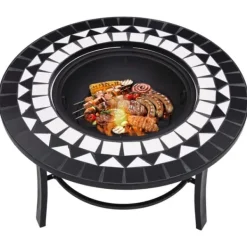 Sale Ildsteder - Living bålfad mosaik 68 cm keramik sort og hvid Pejse
