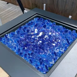 Online Ildstedsglas, Reflekterende Knust Glas 12,7 mm, Koboltblå, Hærdet Glas Tilbehør Til Brændeovne & Pejse