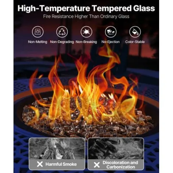 Tilbehør Til Brændeovne & Pejse^Ildstedsglas, Reflekterende Knust Hærdet Glas 12,7 mm, Kobber, Højtemperaturbestandig