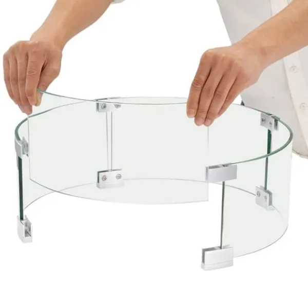 Tilbehør Til Brændeovne & Pejse^Ilægger til bålfad, 435 x 170 mm rundt glasflammeskjold, 6 mm hærdet glas til propan og gas. Perfekt til udendørs gårdhaver.