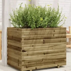 Imprægneret plantekasse i fyrretræ - Dekorativ til have og altan | Størrelse: 90x60x72 cm Plantningsbænke
