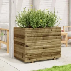 Imprægneret plantekasse i fyrretræ - Dekorativ til have og altan | Størrelse: 90x60x72 cm Plantningsbænke