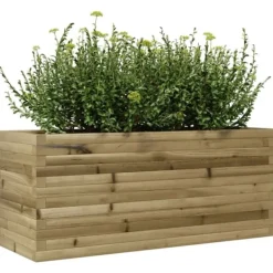Plantningsbænke^Imprægneret plantekasse i fyrretræ - 110x40x45,5 cm | Farve: Natur | Størrelse: 110x40x45,5 cm