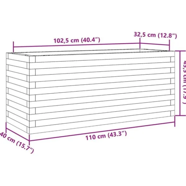 Plantningsbænke^Imprægneret plantekasse i fyrretræ - 110x40x45,5 cm | Farve: Natur | Størrelse: 110x40x45,5 cm