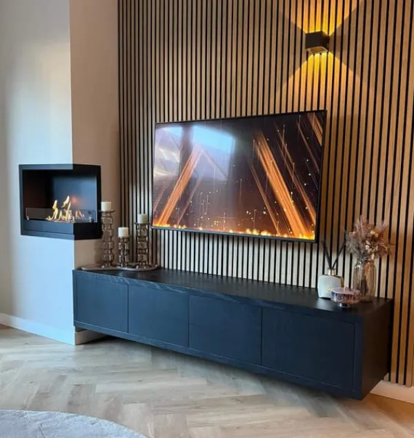 New Indbygget enhed L bio-ethanol hjørneovn - Sikker åben ild - 3 KW varme Pejse