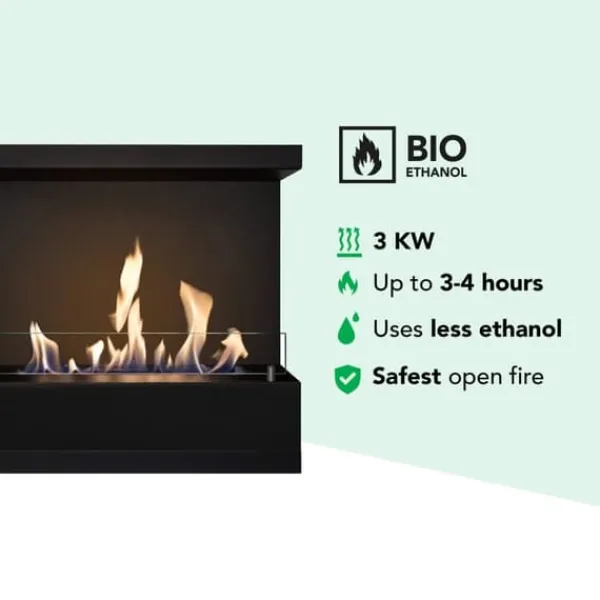 New Indbygget enhed L bio-ethanol hjørneovn - Sikker åben ild - 3 KW varme Pejse