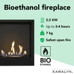 Indbygningsenhed M bioethanol indbygningsovn - Sikker åben ild - 2,5 KW varme Pejse