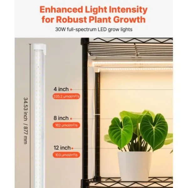 Outlet Indendørs drivhus, 4-etagers plantehylde med vækstlys, 90x35x150 cm, metal Kit Til Plante- & Urtedyrkning