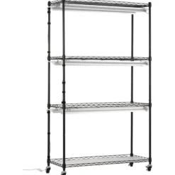 Drivhus^Indendørs drivhus med Grow Light 4 etager, 180W, 59,1, planteregale, optimal belysning, hurtig vækst.