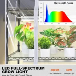 Drivhus^Indendørs drivhus med Grow Light 4 etager, 180W, 59,1, planteregale, optimal belysning, hurtig vækst.