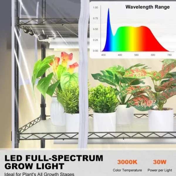Drivhus^Indendørs drivhus med Grow Light 4 etager, 180W, 59,1, planteregale, optimal belysning, hurtig vækst.
