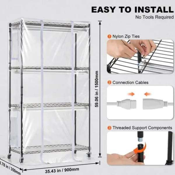 Drivhus^Indendørs drivhus med Grow Light 4 etager, 180W, 59,1, planteregale, optimal belysning, hurtig vækst.