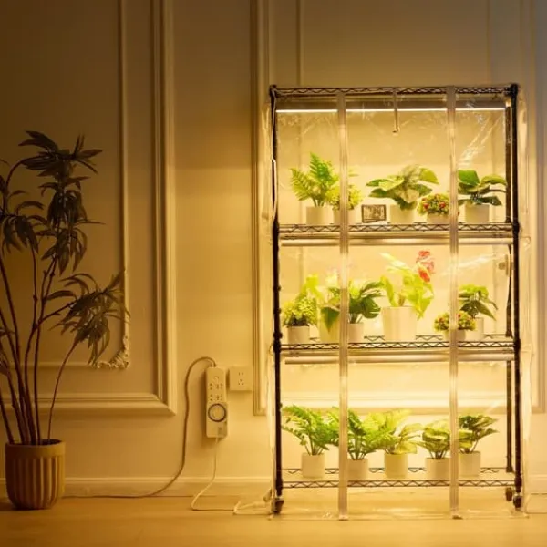 Drivhus^Indendørs drivhus med Grow Light 4 etager, 180W, 59,1, planteregale, optimal belysning, hurtig vækst.