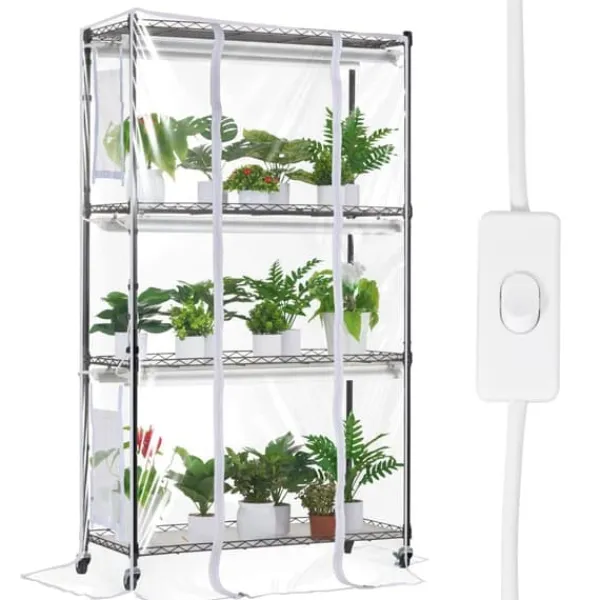 Drivhus^Indendørs drivhus med Grow Light 4 etager, 180W, 59,1, planteregale, optimal belysning, hurtig vækst.