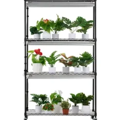 Drivhus^Indendørs drivhus med Grow Light 4 etager, 180W, 59,1, planteregale, optimal belysning, hurtig vækst.