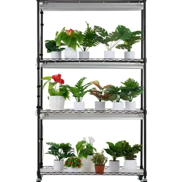 Drivhus^Indendørs drivhus med Grow Light 4 etager, 180W, 59,1, planteregale, optimal belysning, hurtig vækst.