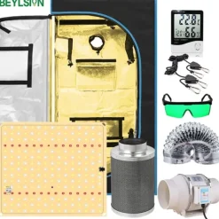 Clearance Indendørs Grow Telt, Dæmpbare LED Grow Lamper, Fuld Ventilationssystem, Flere Størrelser,60x60x120CM Kits60x60x120CM Sæt Kit Til Plante- & Urtedyrkning