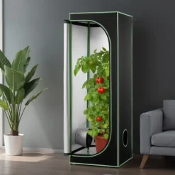 Drivhus^Indendørs Growtelt - Dyrkningstelt - 60 x 60 x 180 cm - 600D Stof & Højreflekterende Folie - Observationsvindue - Aftagelig Gulvbakke - Tæt Lynlås