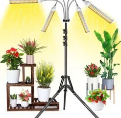 Kit Til Plante- & Urtedyrkning^Indendørs plante vokse let med 4 hoveder, fleksibel svanehals. 10 niveauer, 3 tilstande