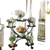 Plantestativer^Indendørs Udendørs Planteholder, Hjerteformet Design, 6 Potte Kapacitet, Metal Konstruktion,sort