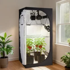 Outlet Indendørs væksttelt - Plantetelt sæt - 100 x 100 x 200 cm - Fuldspektret LED-vækstlys - Ventilationssystem - 600D Mylar - Til blomster og grøntsager | CDON Kit Til Plante- & Urtedyrkning