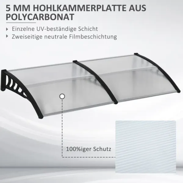 Buer, Spalier, Lysthuse Uden Tag^Indgangsbaldakin 200×96×27 cm med UV-beskyttelse – aluminium, sort